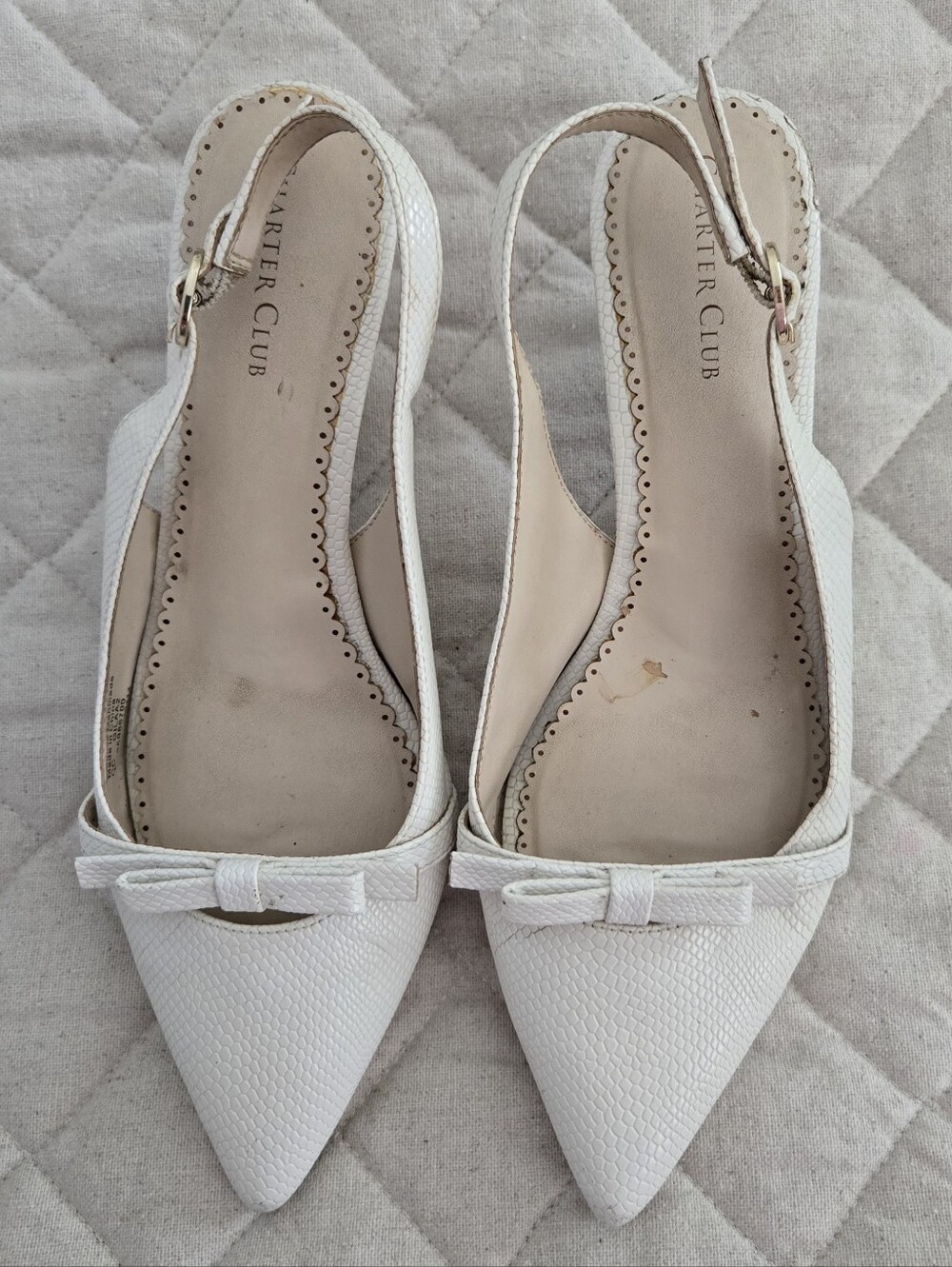 Charter Club Womens Pointed Toe Kitten white Heels 6.5M/ 37